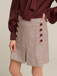 Jupe trapèze avec motif à carreaux - Multicolor