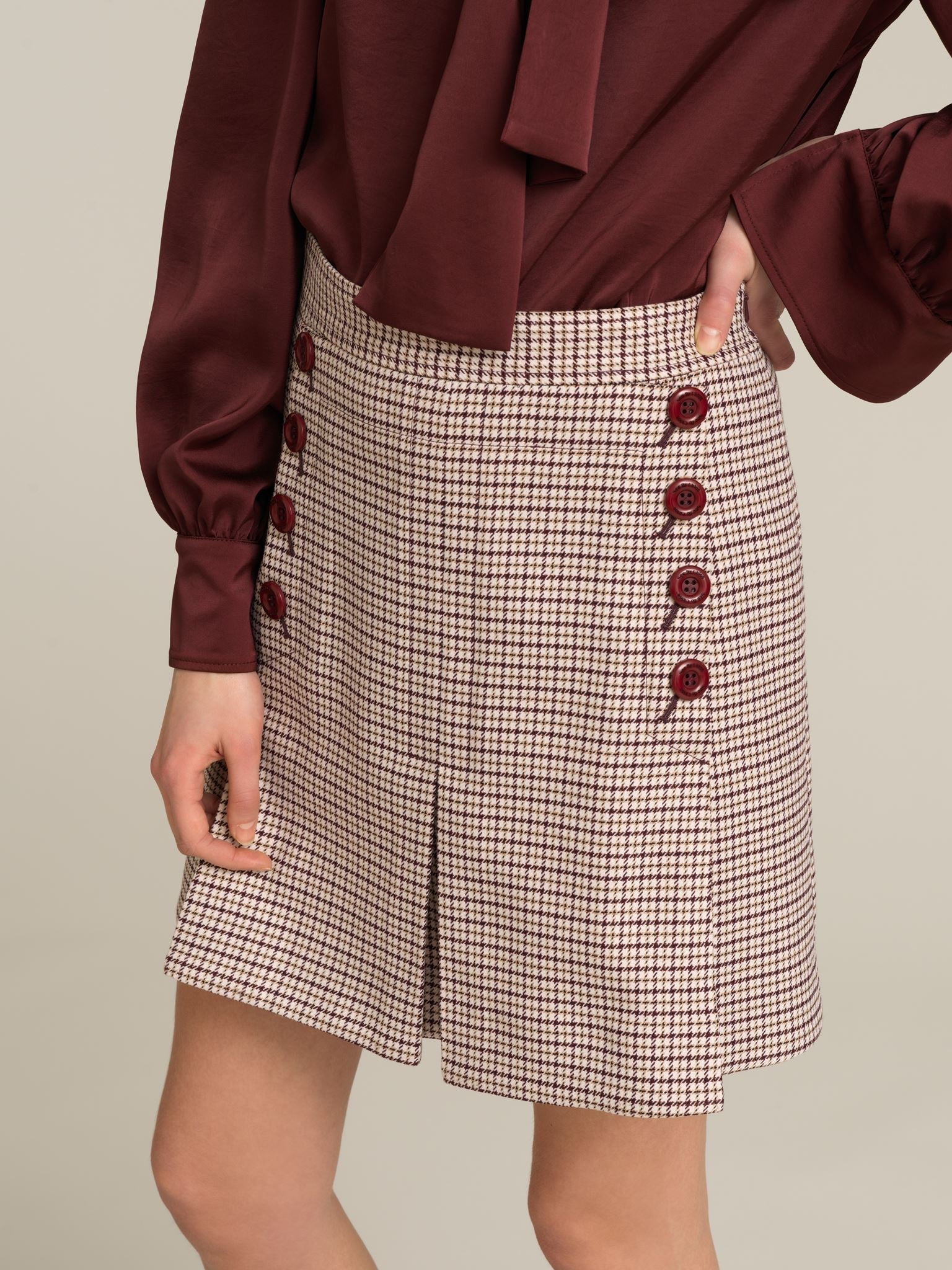 Jupe trapèze avec motif à carreaux - Multicolor