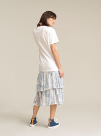 Jupe midi à pinces - White & Blue