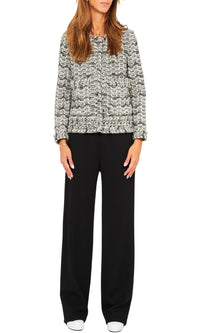 Pantalon large élastiqué en crêpe de laine - Noir