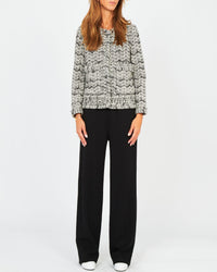 Pantalon large élastiqué en crêpe de laine - Noir