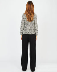 Pantalon large élastiqué en crêpe de laine - Noir