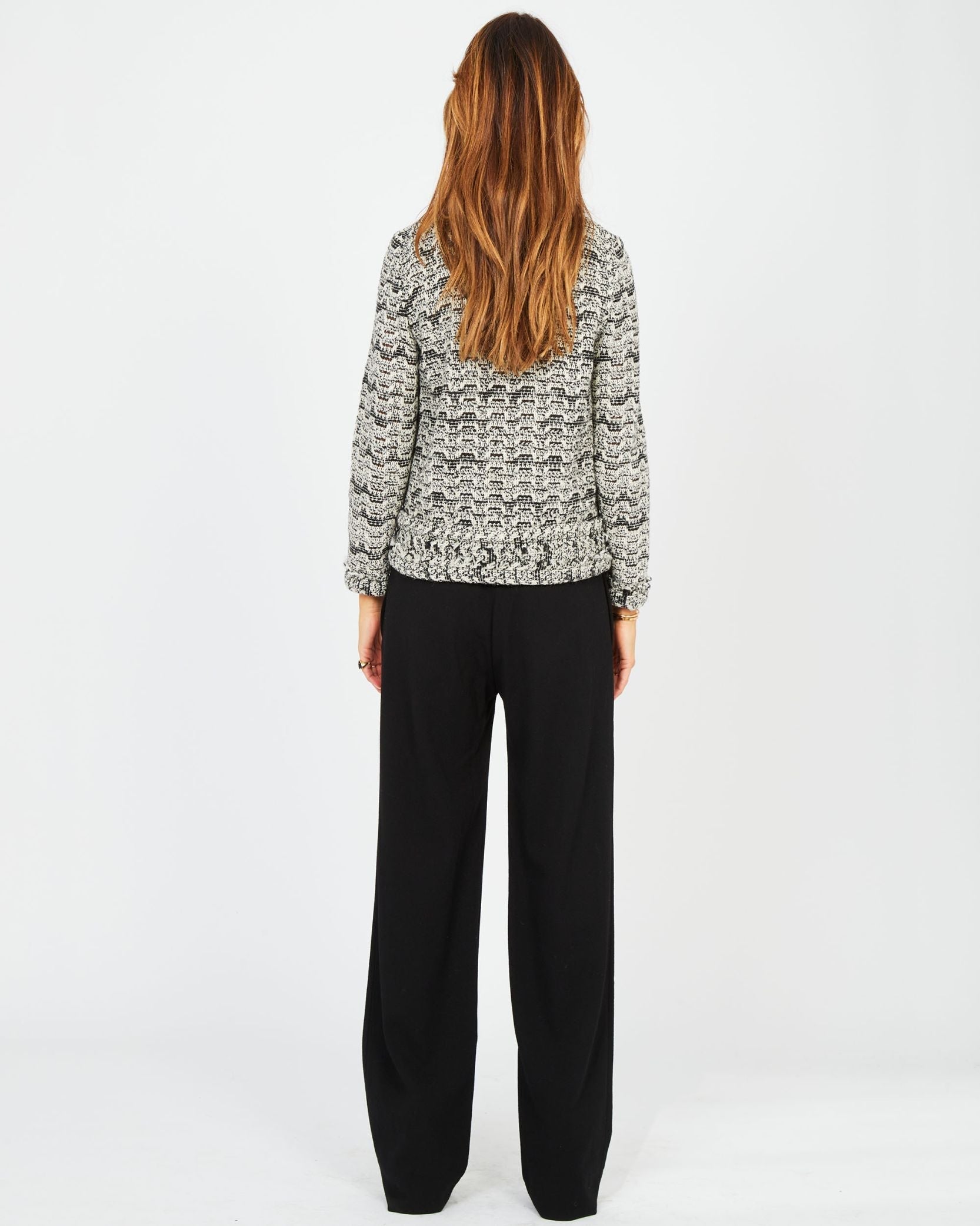 Pantalon large élastiqué en crêpe de laine - Noir