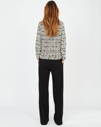 Pantalon large élastiqué en crêpe de laine - Noir