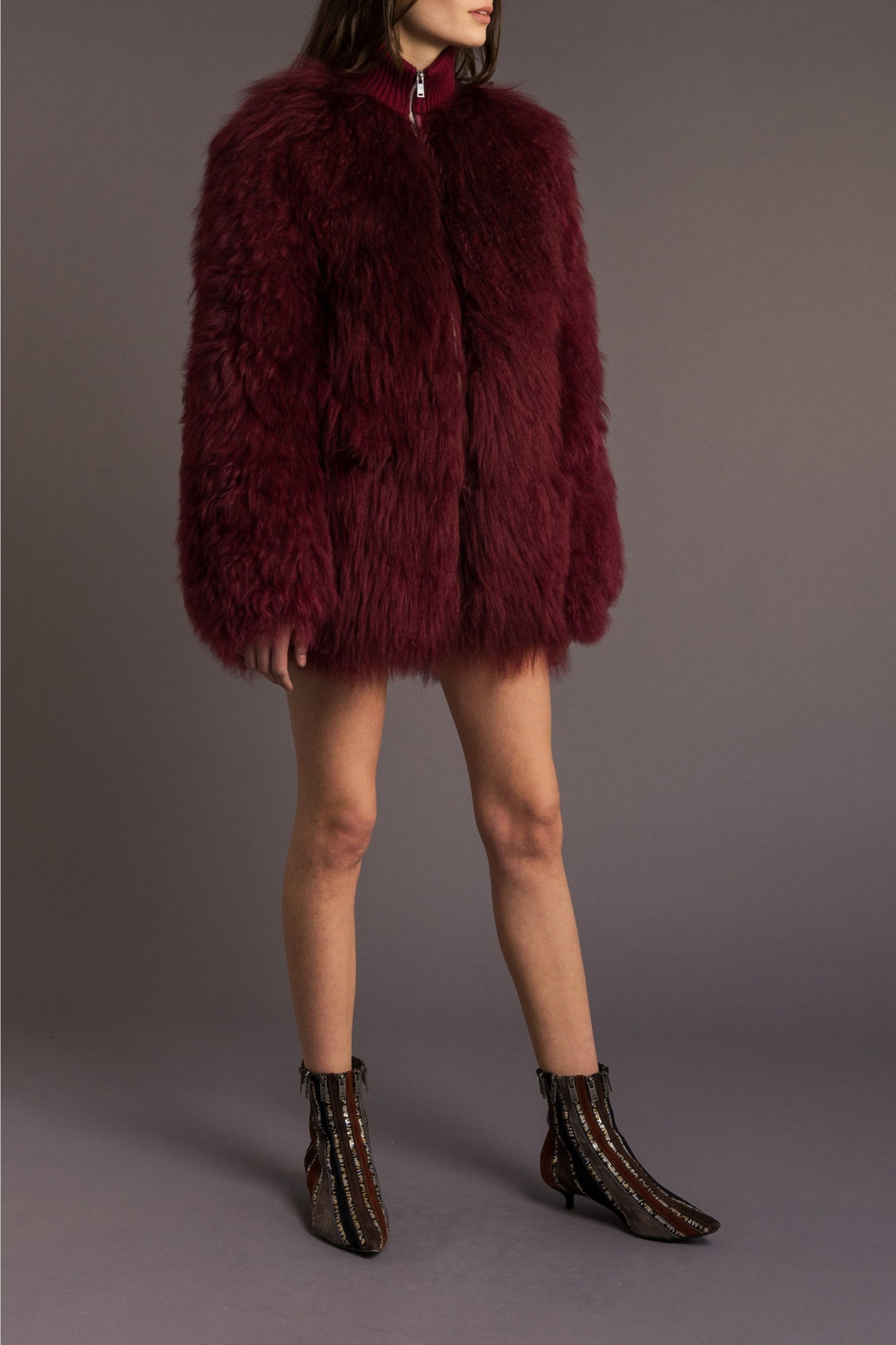 Manteau en fourrure - Rouge