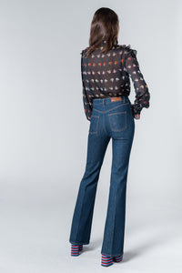 Jean flare taille haute - Baby Blue