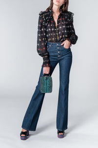 Jean flare taille haute - Baby Blue