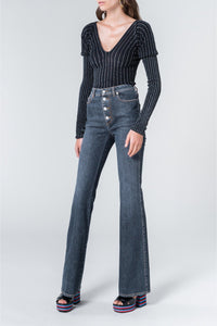 Jean flare taille haute - Noir
