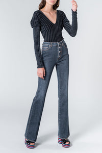 Jean flare taille haute - Noir