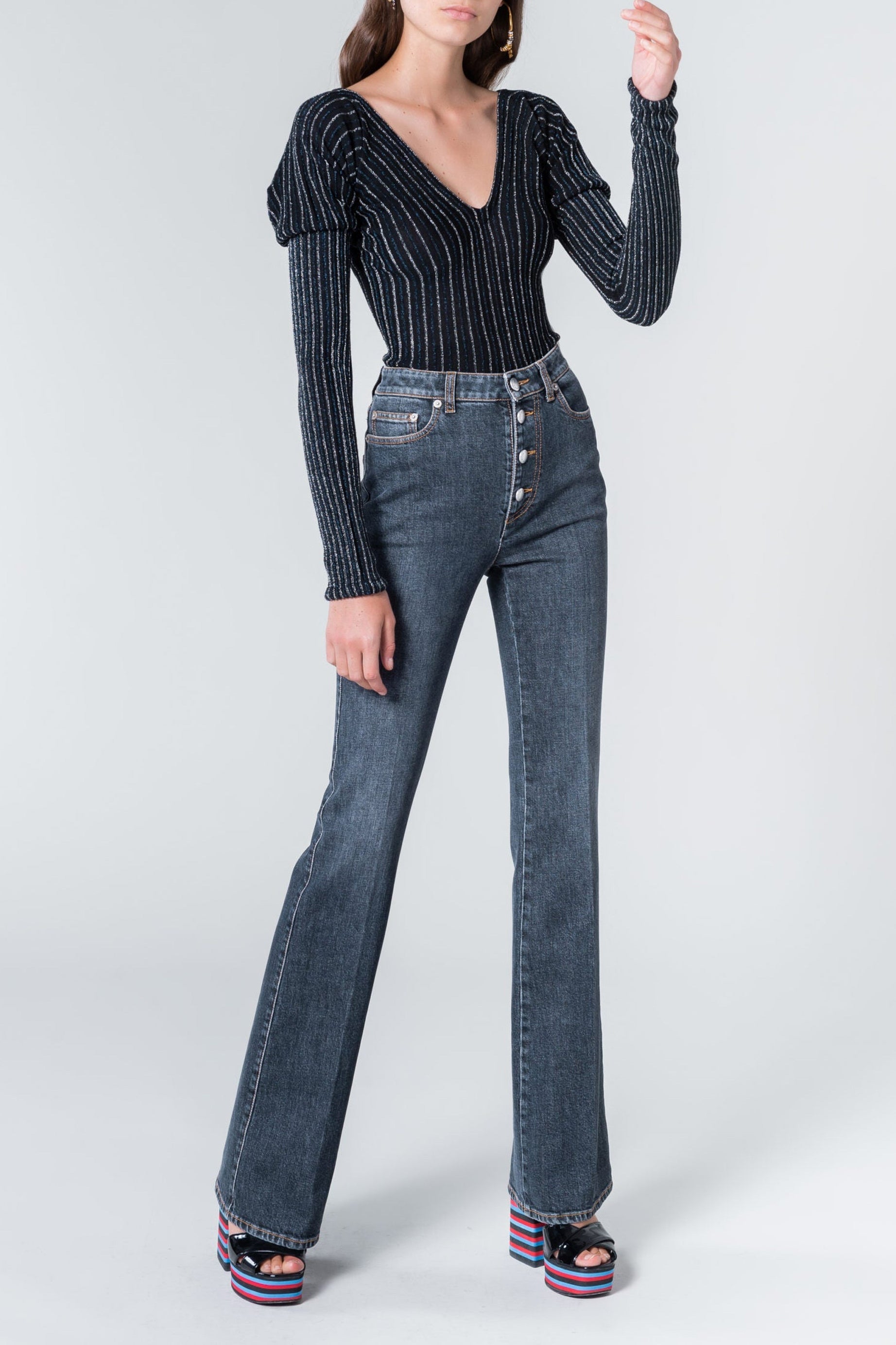 Jean flare taille haute - Noir