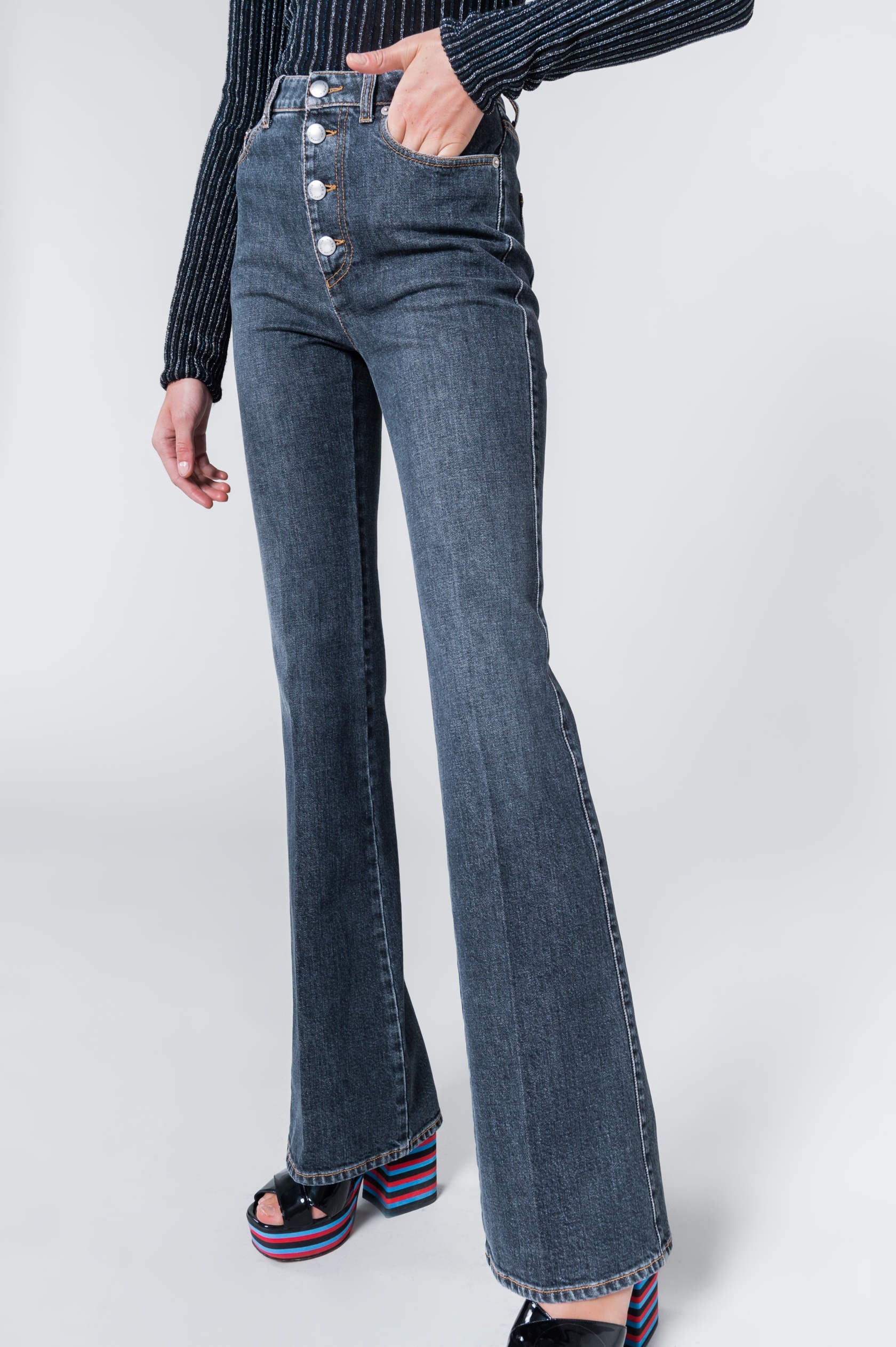 Jean flare taille haute - Noir
