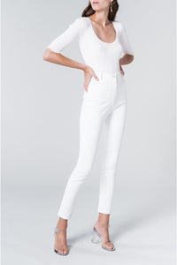 Pantalon slim taille haute - Blanc