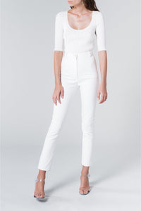Pantalon slim taille haute - Blanc