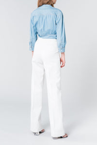 Pantalon coupe droite taille haute - Écru