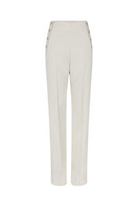 Pantalon coupe droite taille haute - Écru