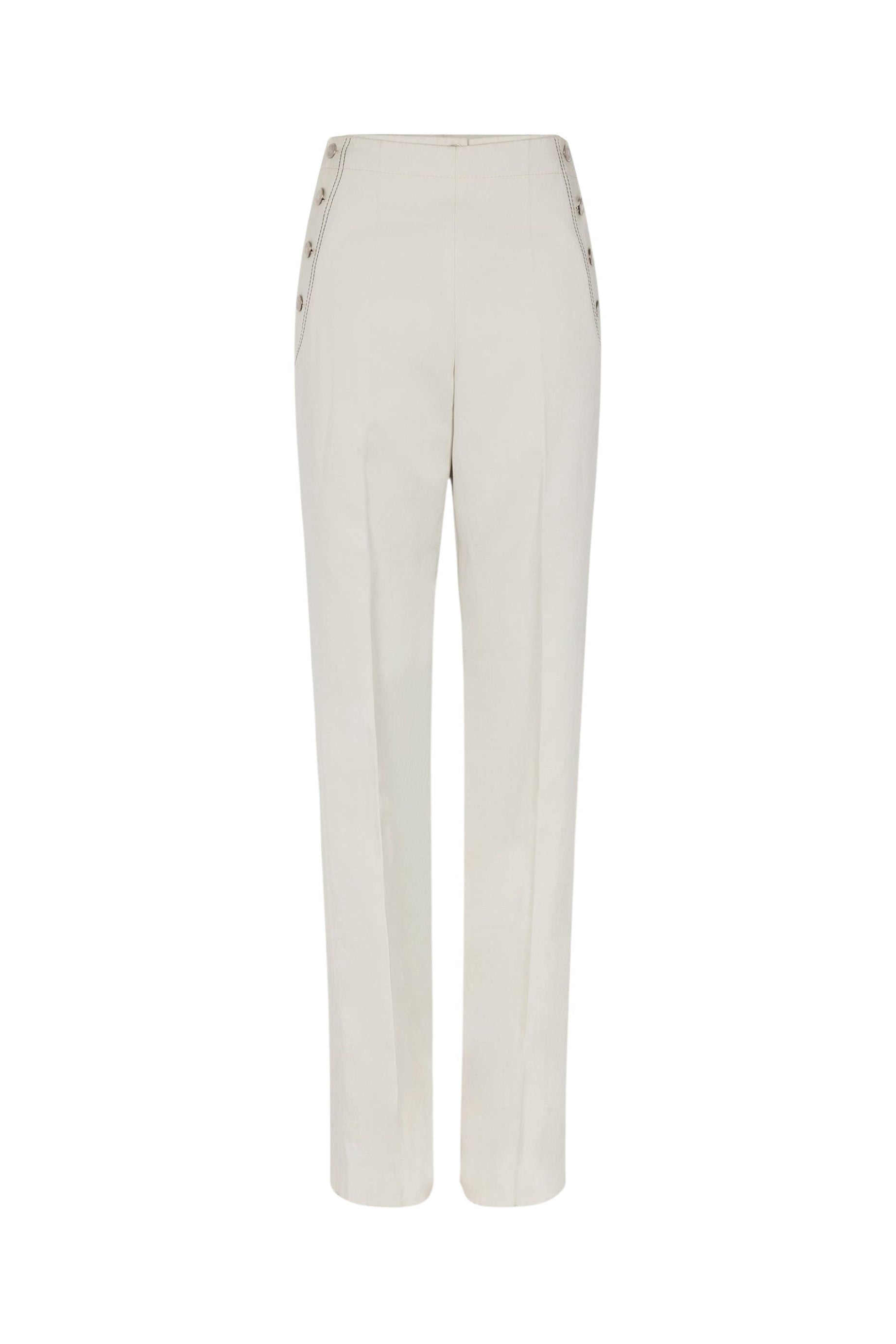 Pantalon coupe droite taille haute - Écru