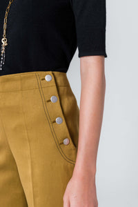 Pantalon coupe droite taille haute - Marron