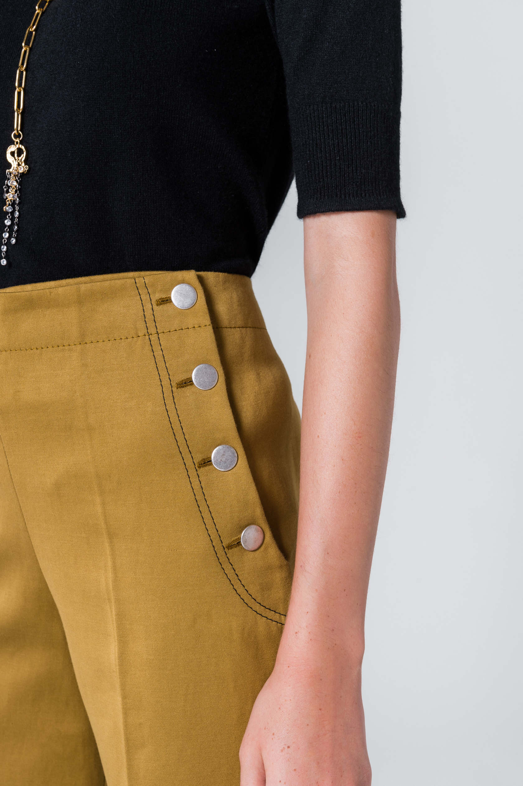 Pantalon coupe droite taille haute - Marron