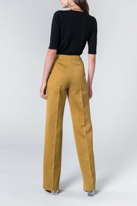 Pantalon coupe droite taille haute - Marron