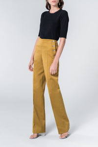 Pantalon coupe droite taille haute - Marron
