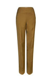 Pantalon coupe droite taille haute - Marron