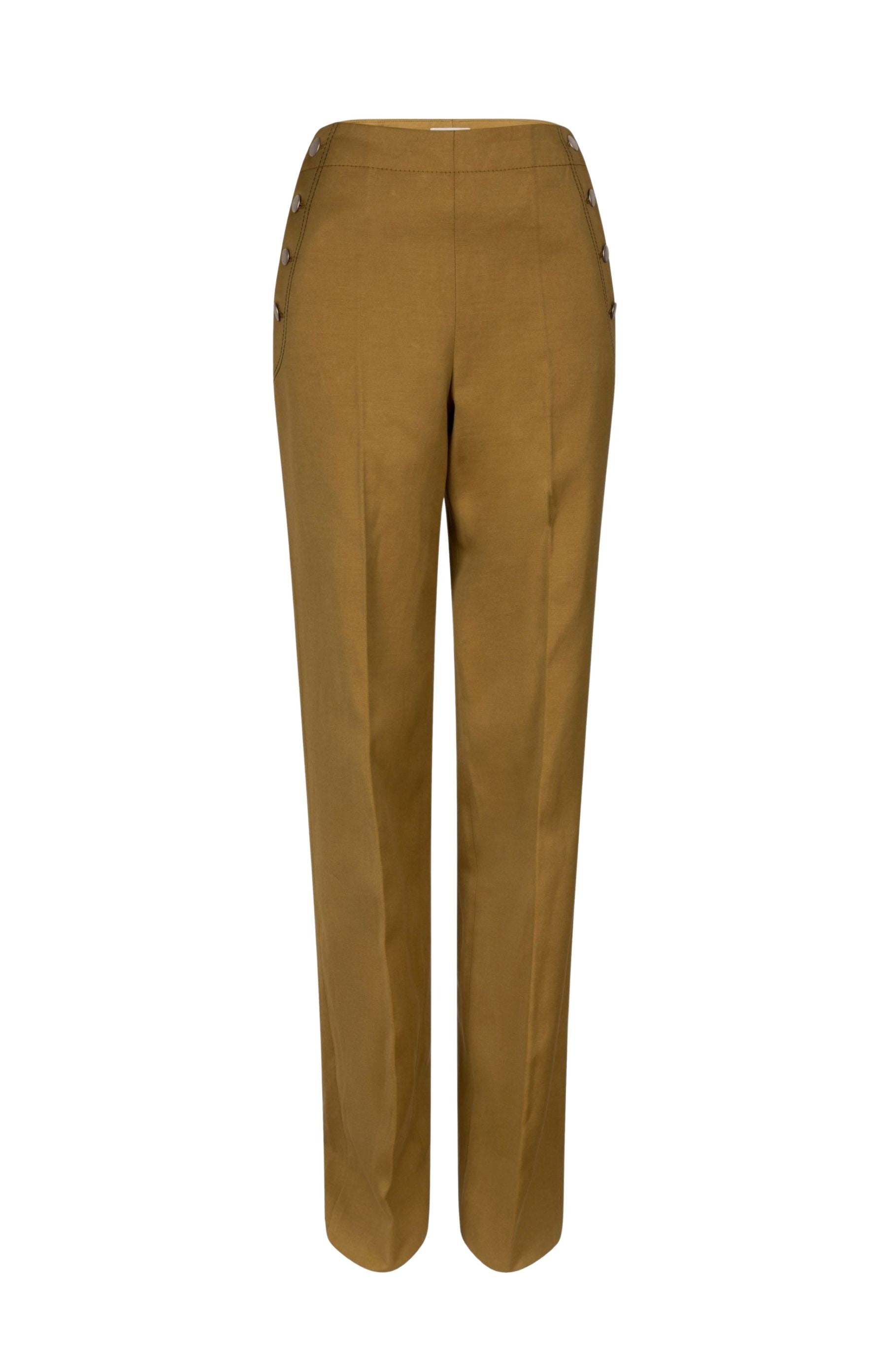 Pantalon coupe droite taille haute - Marron