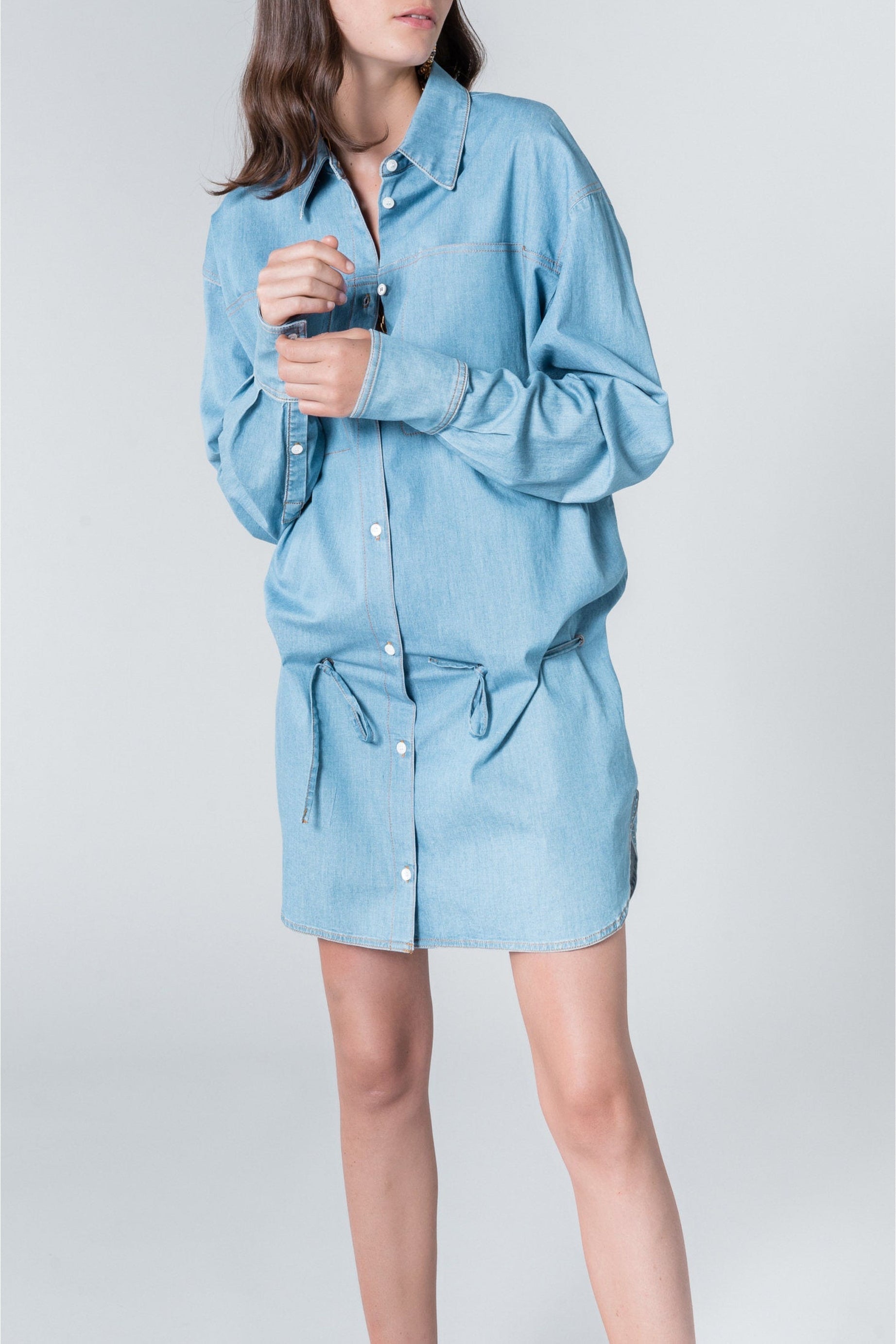 Robe chemise denim courte - Baby Blue