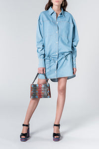 Robe chemise denim courte - Baby Blue