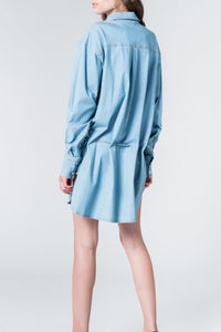 Robe chemise denim courte - Baby Blue