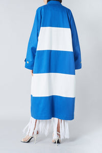 Manteau boutonné à rayures épaisses - Blanc