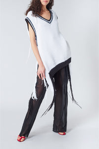 Pull col v sans manches - Naturel