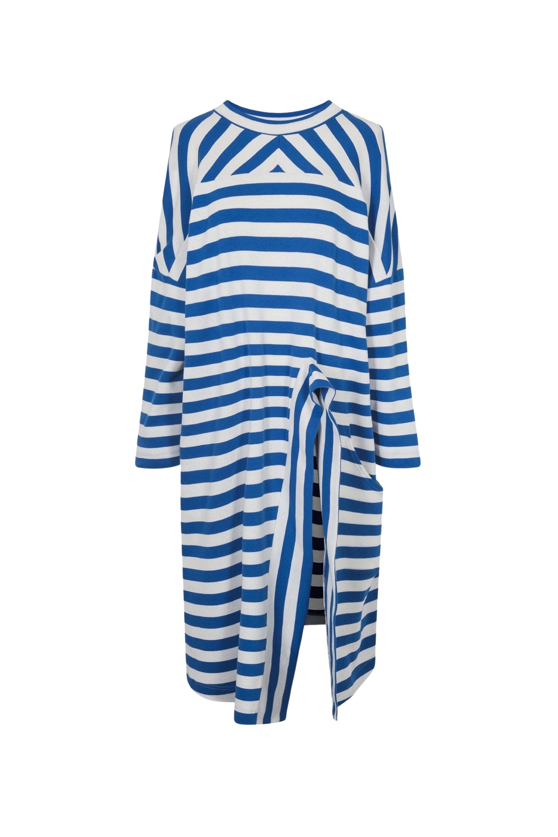 Robe fendue à rayures - Blanc