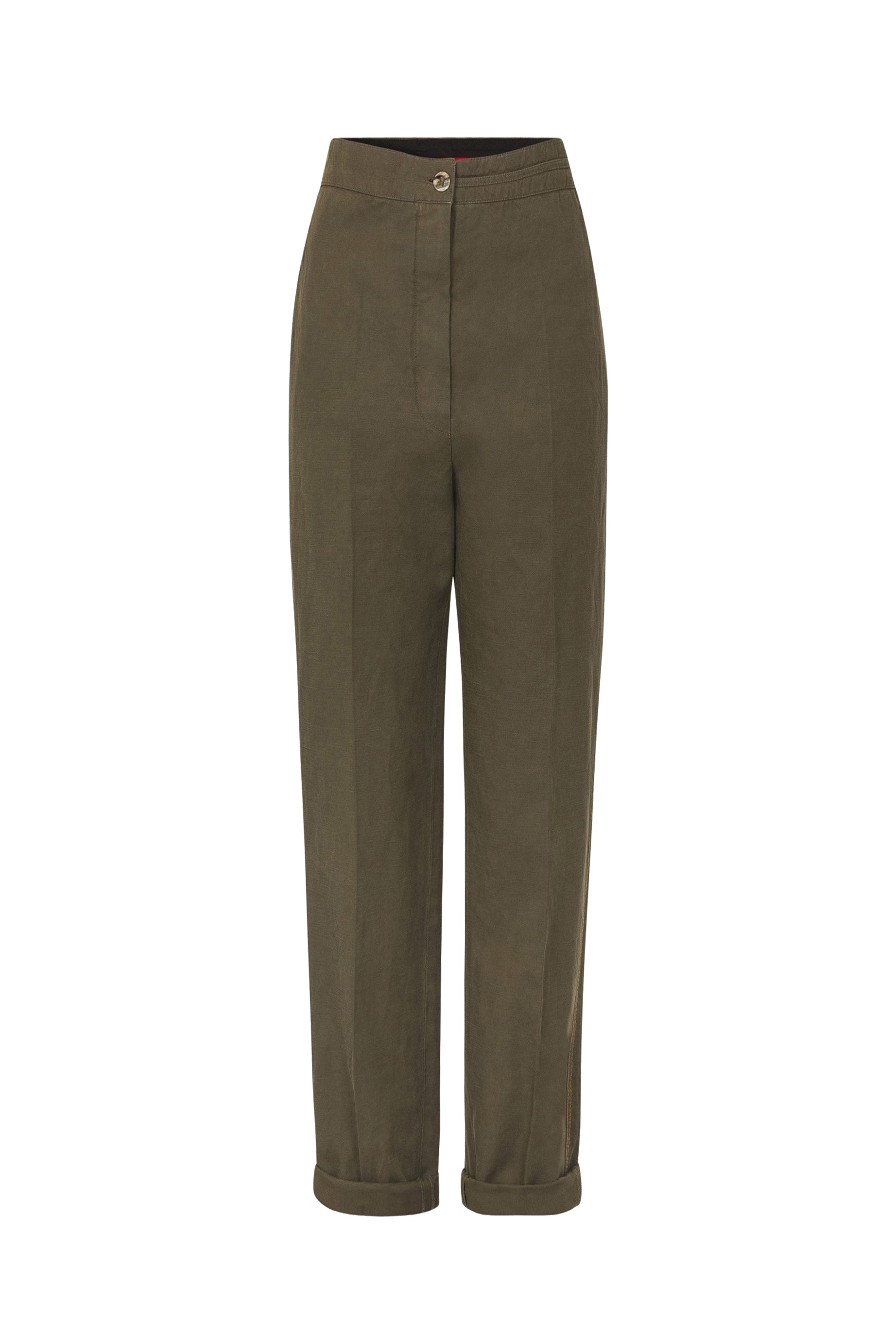 Pantalon droit en lin - Kaki