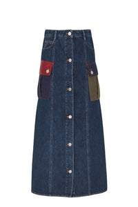Jupe longue en lin - Baby Blue