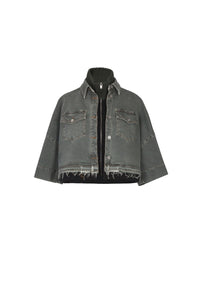 Veste courte éffilochée - Vert
