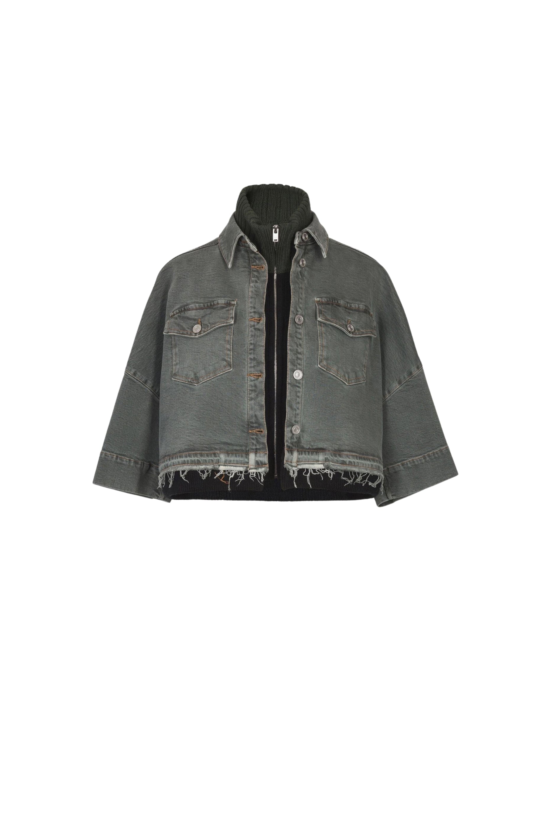 Veste courte éffilochée - Vert