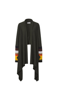 Cardigan manches longues asymétrique en laine - Vert