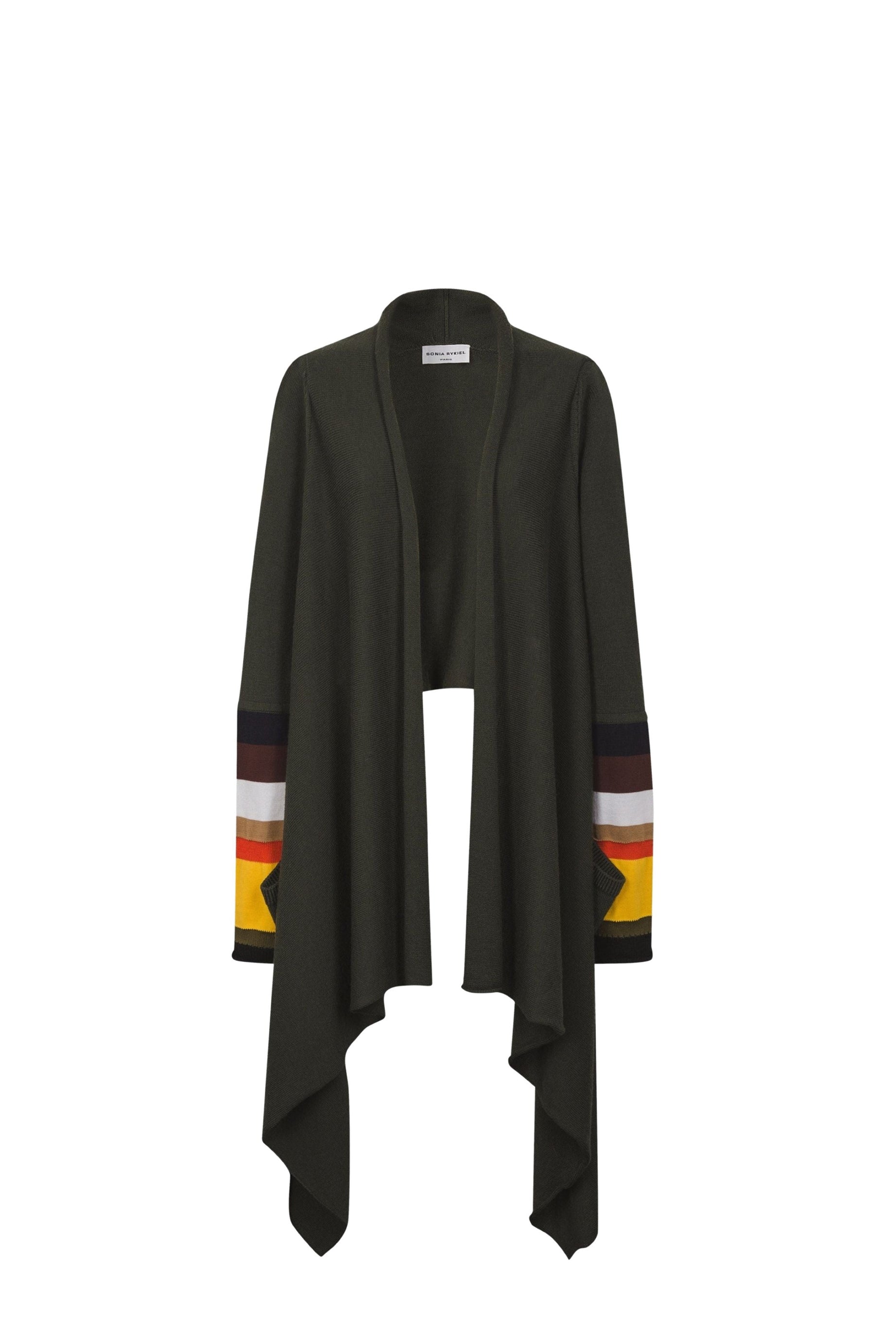 Cardigan manches longues asymétrique en laine - Vert