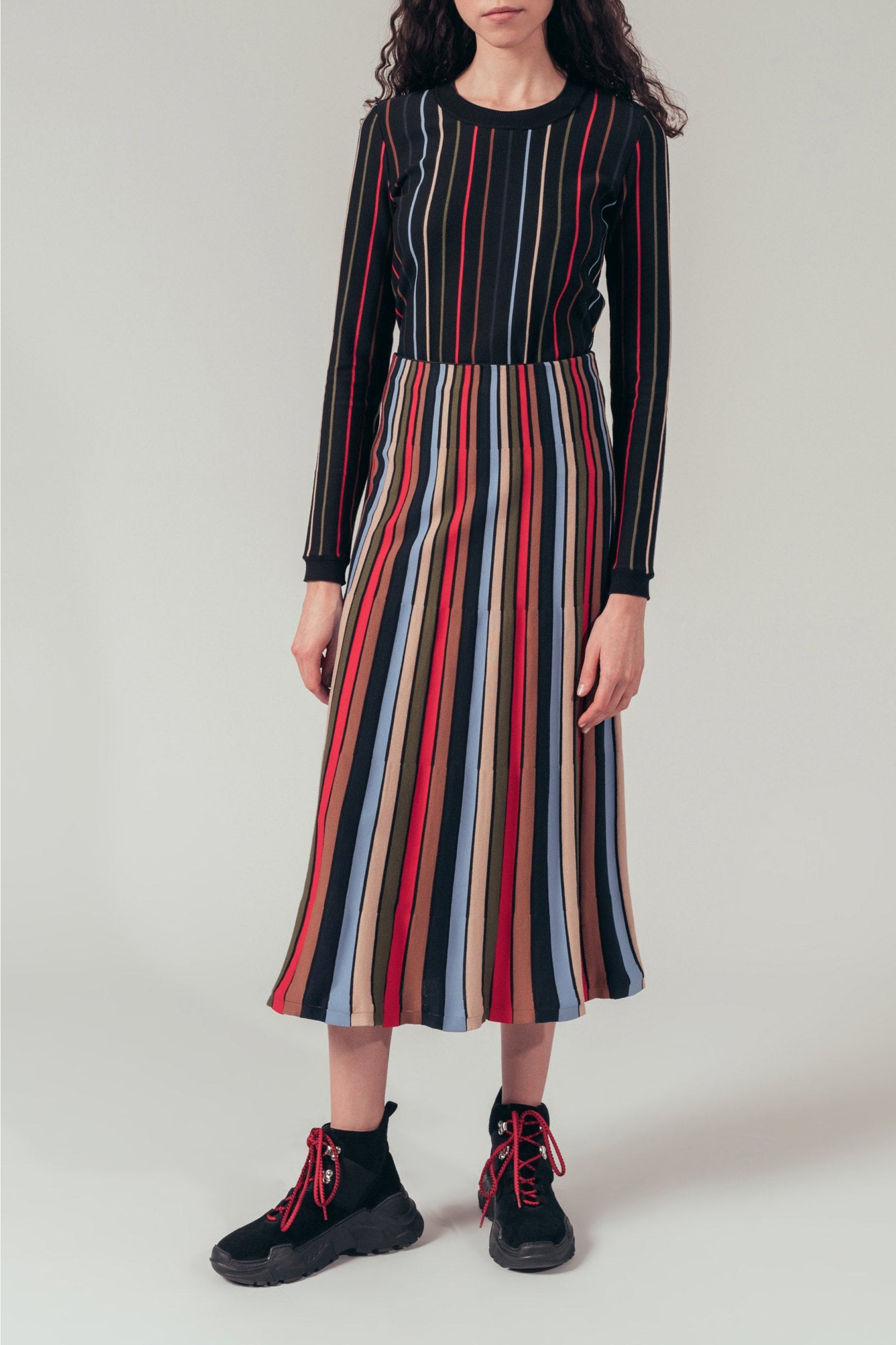 Jupe longue rayée - Multicolor