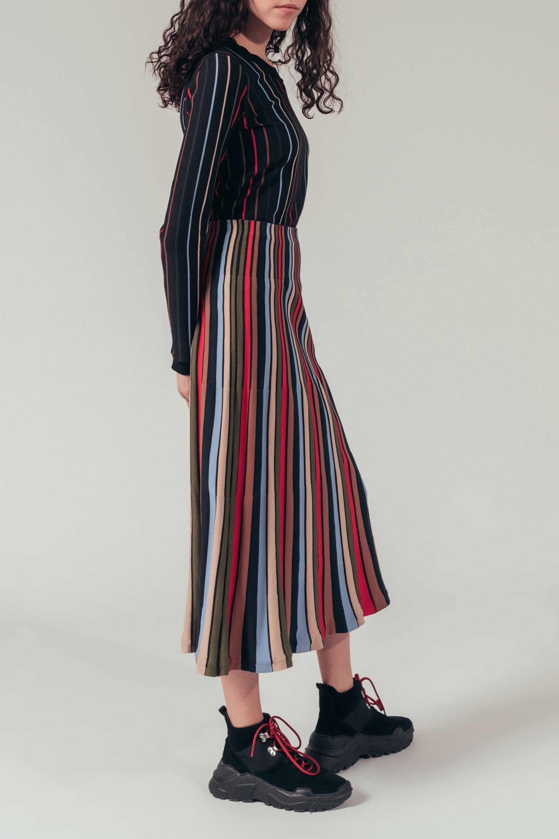 Jupe longue rayée - Multicolor