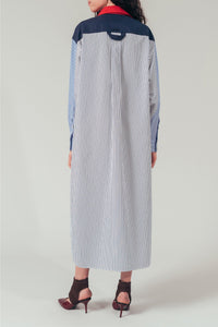 Robe chemise longue à rayures en lin - Blanc