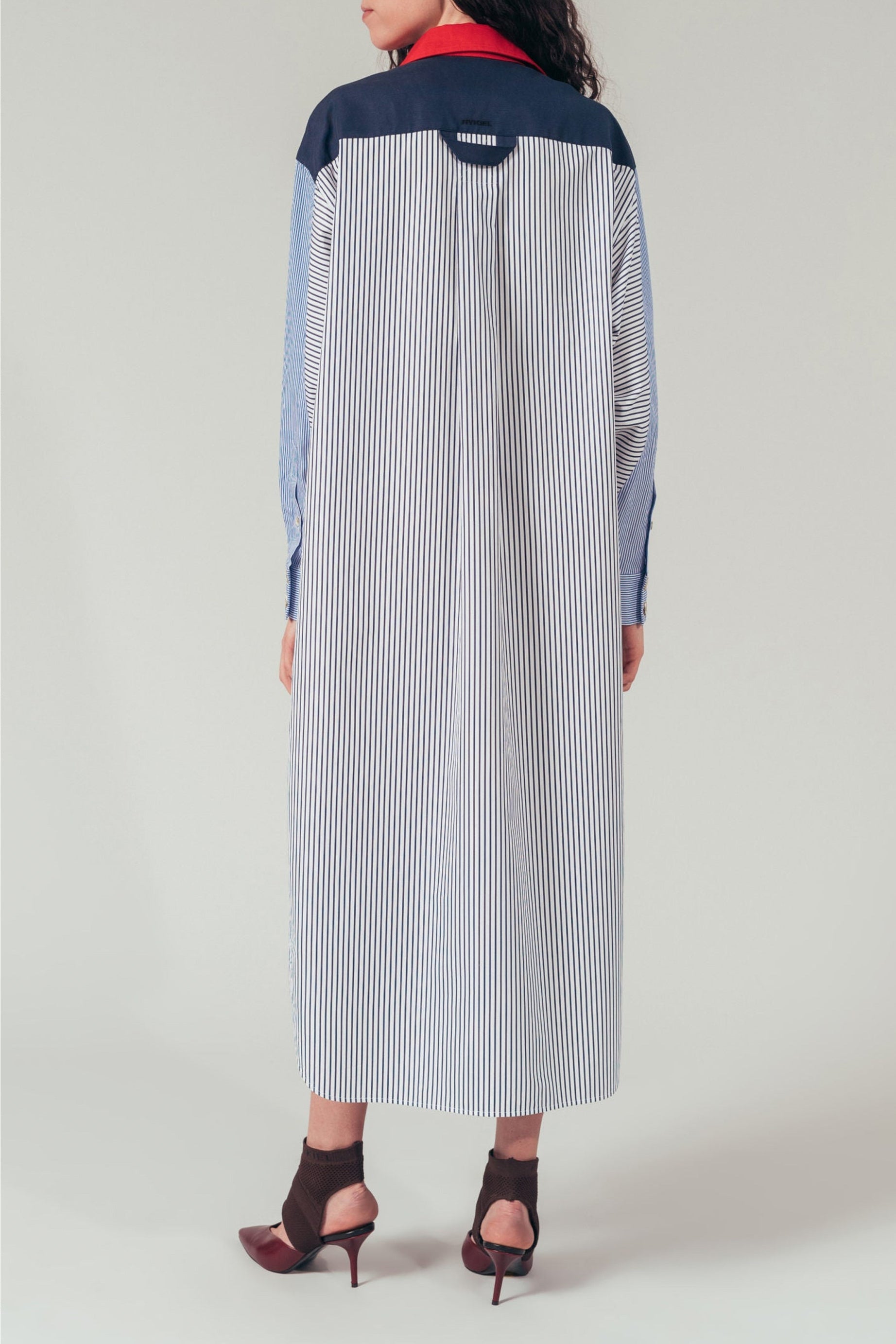 Robe chemise longue à rayures en lin - Blanc