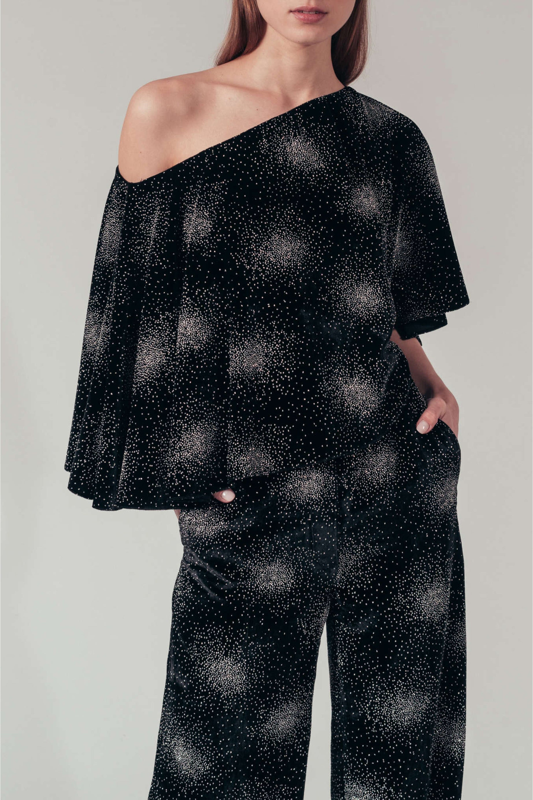 Top fluide asymétrique - Noir
