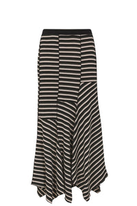 Jupe longue rayée à ourlet style féerique en laine - Vert