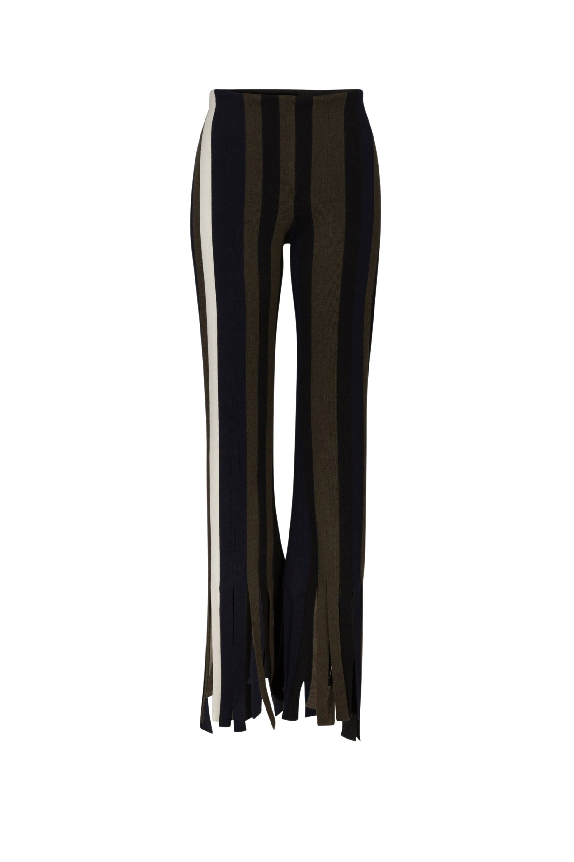 Pantalon avec ourlets à franges en laine - Multicolor