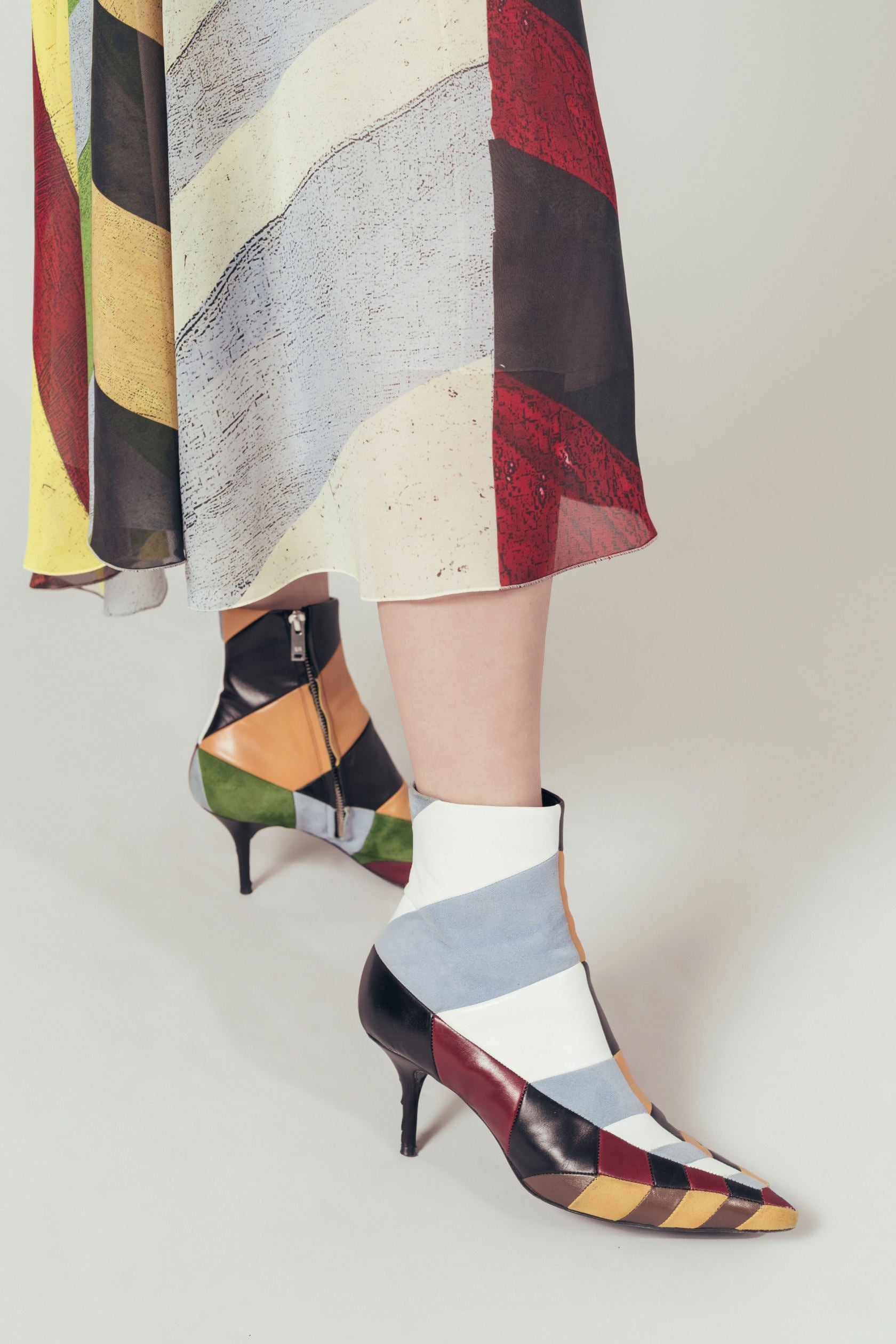 Bottines à talons en cuir - Multicolor