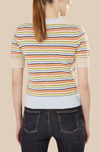 Pull manches courtes à rayures - Multicolor