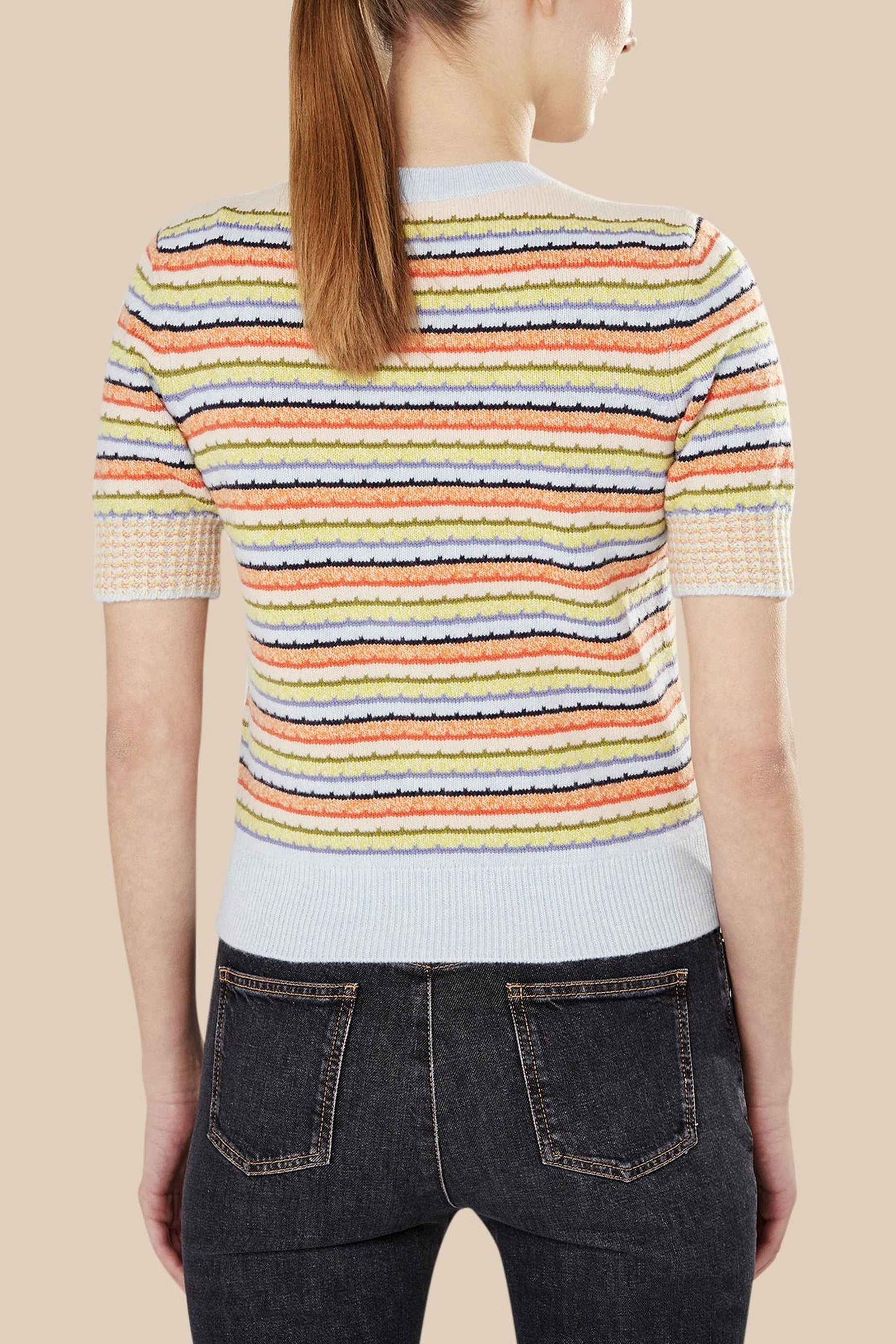 Pull manches courtes à rayures - Multicolor