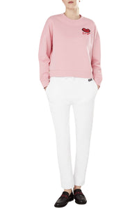 Sweat-shirt à motif bouche rouge - Rose