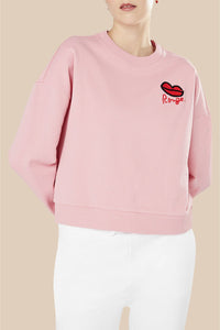 Sweat-shirt à motif bouche rouge - Rose